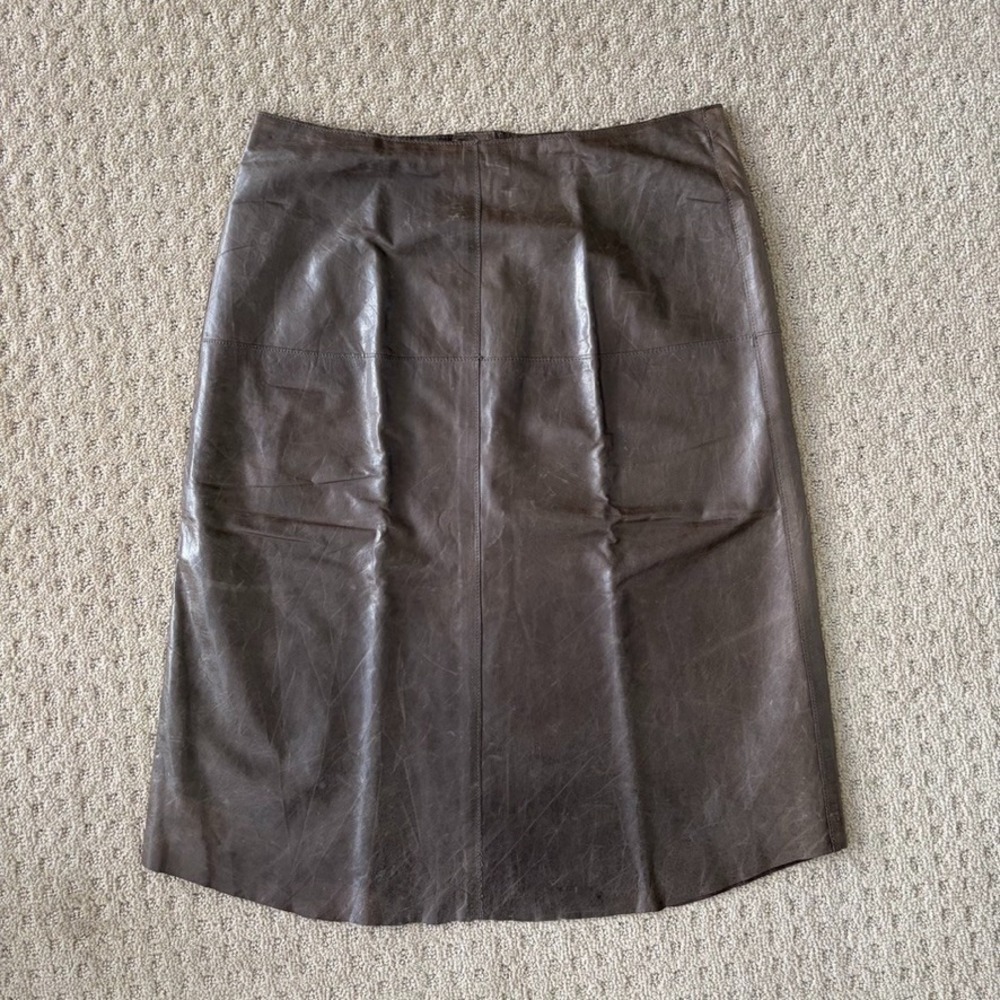 Vintage Banana Republic A-line Skirt in Brown Leather Women 2 Lined Office